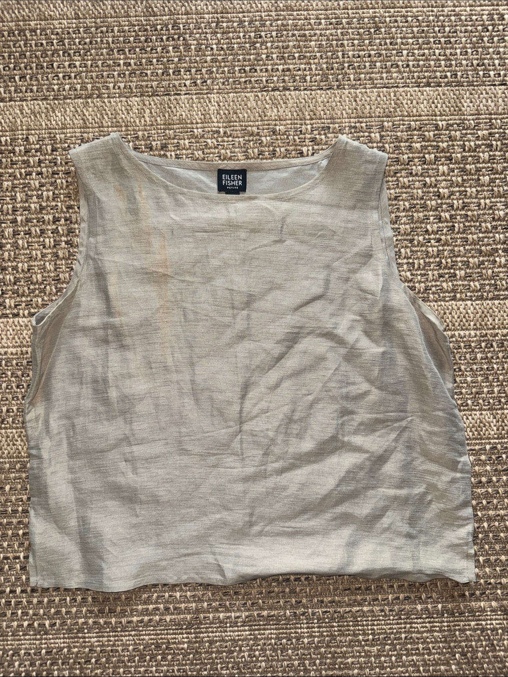 Eileen Fisher Linen-Blend Sleeveless Tank in Light Taupe / Silver Grey